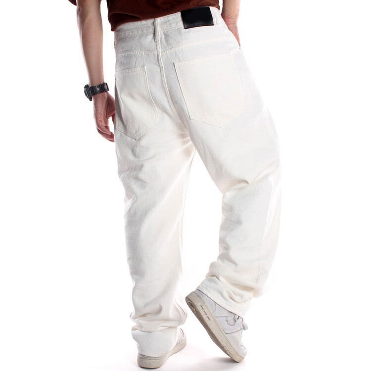 Men’s White Jeans Hip hop Pants Baggy Trousers Oversized 32 34 36 38 40 42 44 46