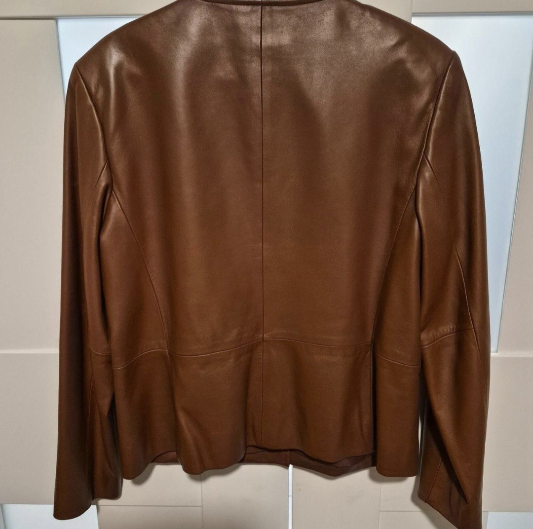 talbots brown leather jacket