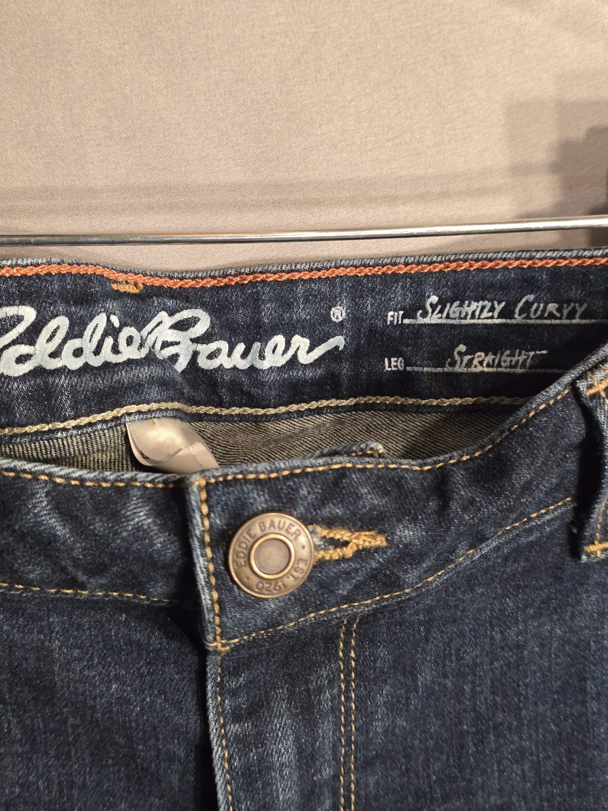 Eddie Bauer Slightly Curvy Jeans Womens 12 Blue Straight Stretch Denim