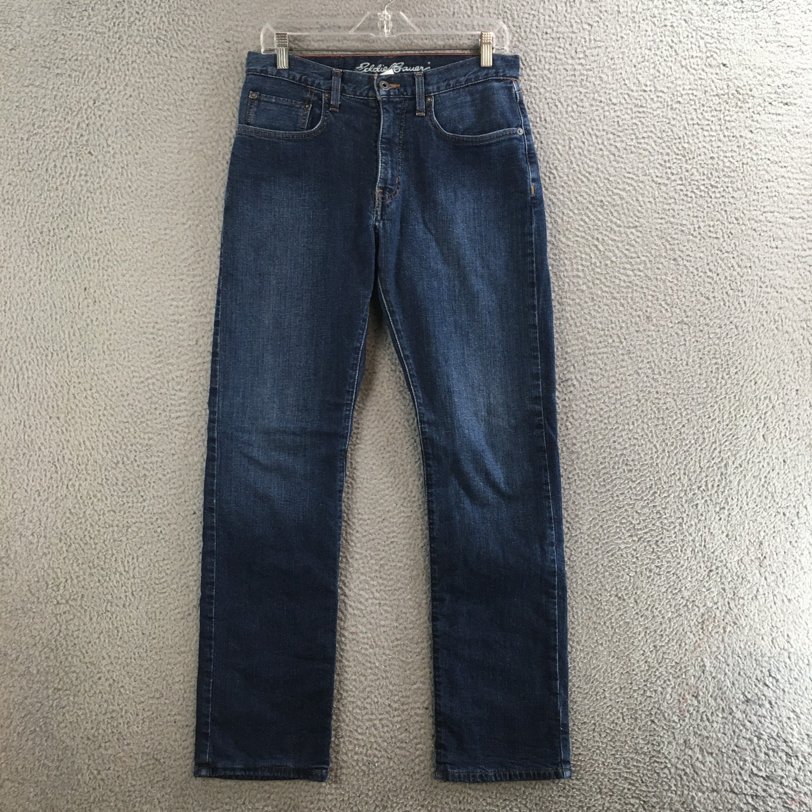 Eddie Bauer Jeans Mens 30×32 Straight Leg Cotton Blend Zip Fly Mid Rise Blue