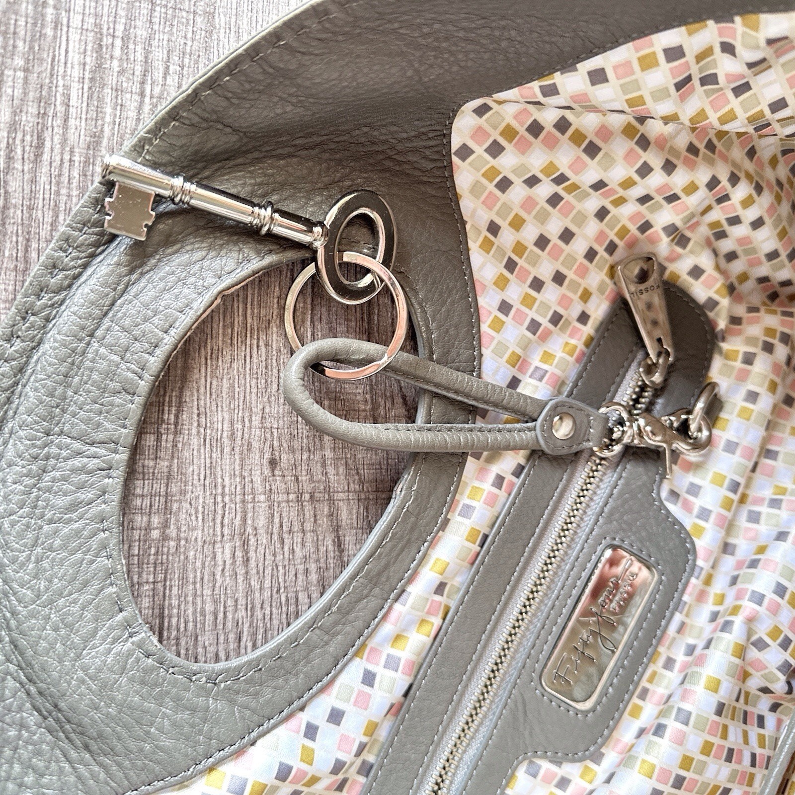Fossil Fifty-Four Layered Ruffled Suede Leather Handbag w/ Key 15″ x 16″ (SKU 2)