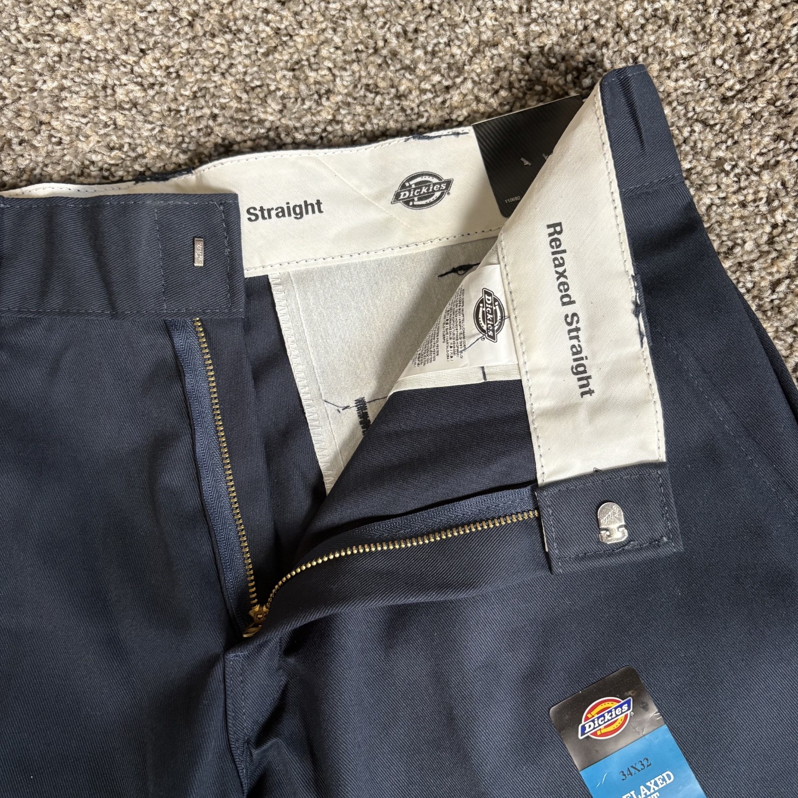 Dickies Men’s Relaxed Fit Straight Leg Cargo Work Pant Navy new 34×32
