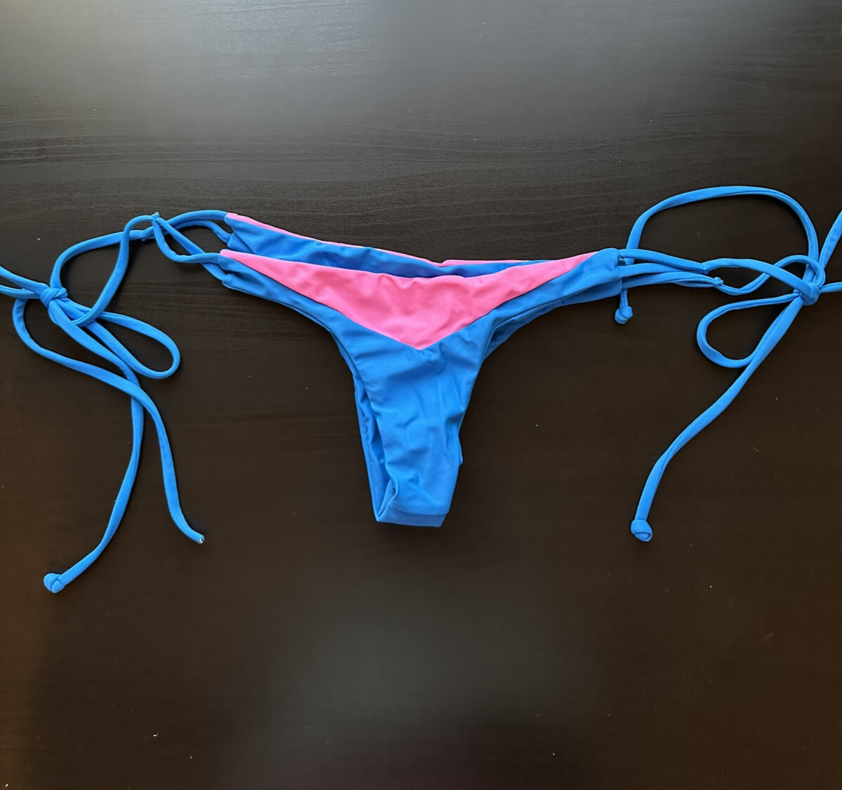 CAMI AND JAX Elizabeth Bikini Bottom in Blue Cina & Fuschia Side Tie size Large
