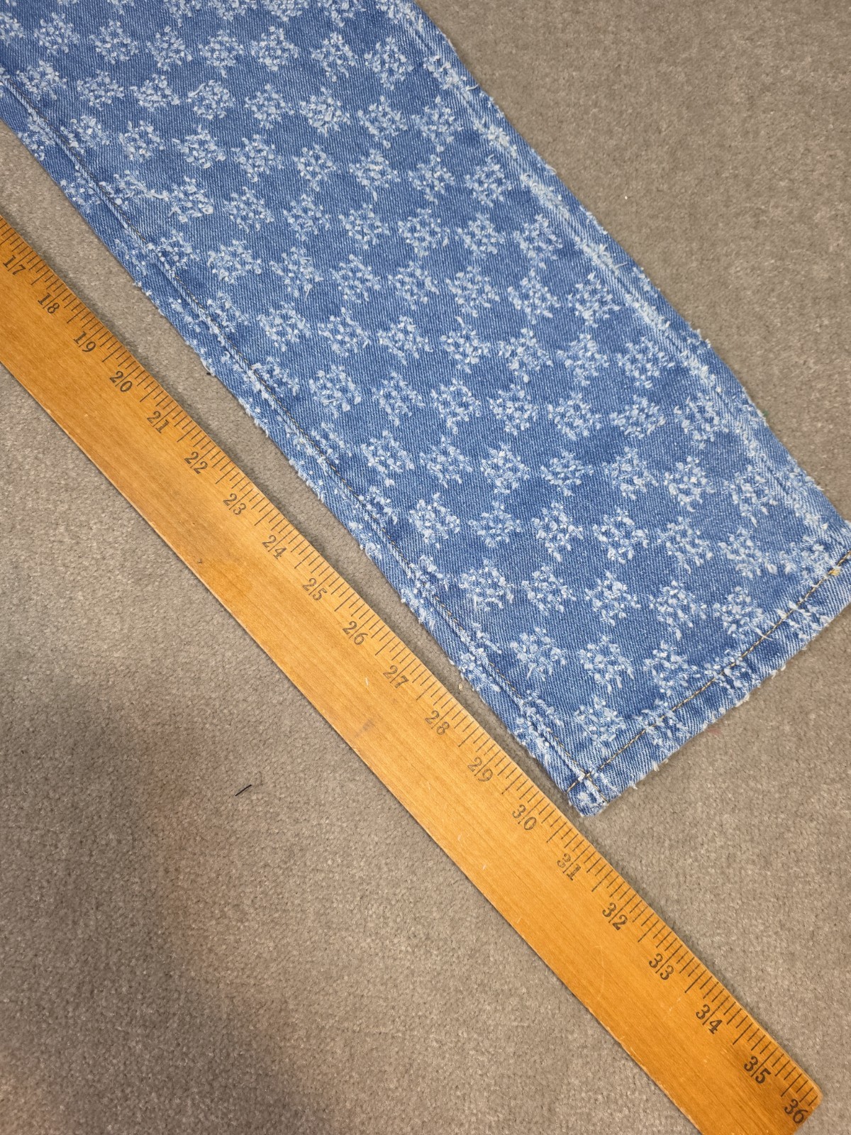 MNML Men Jean 30X32 Blue Denim Monogram Print 100% Cotton NWT