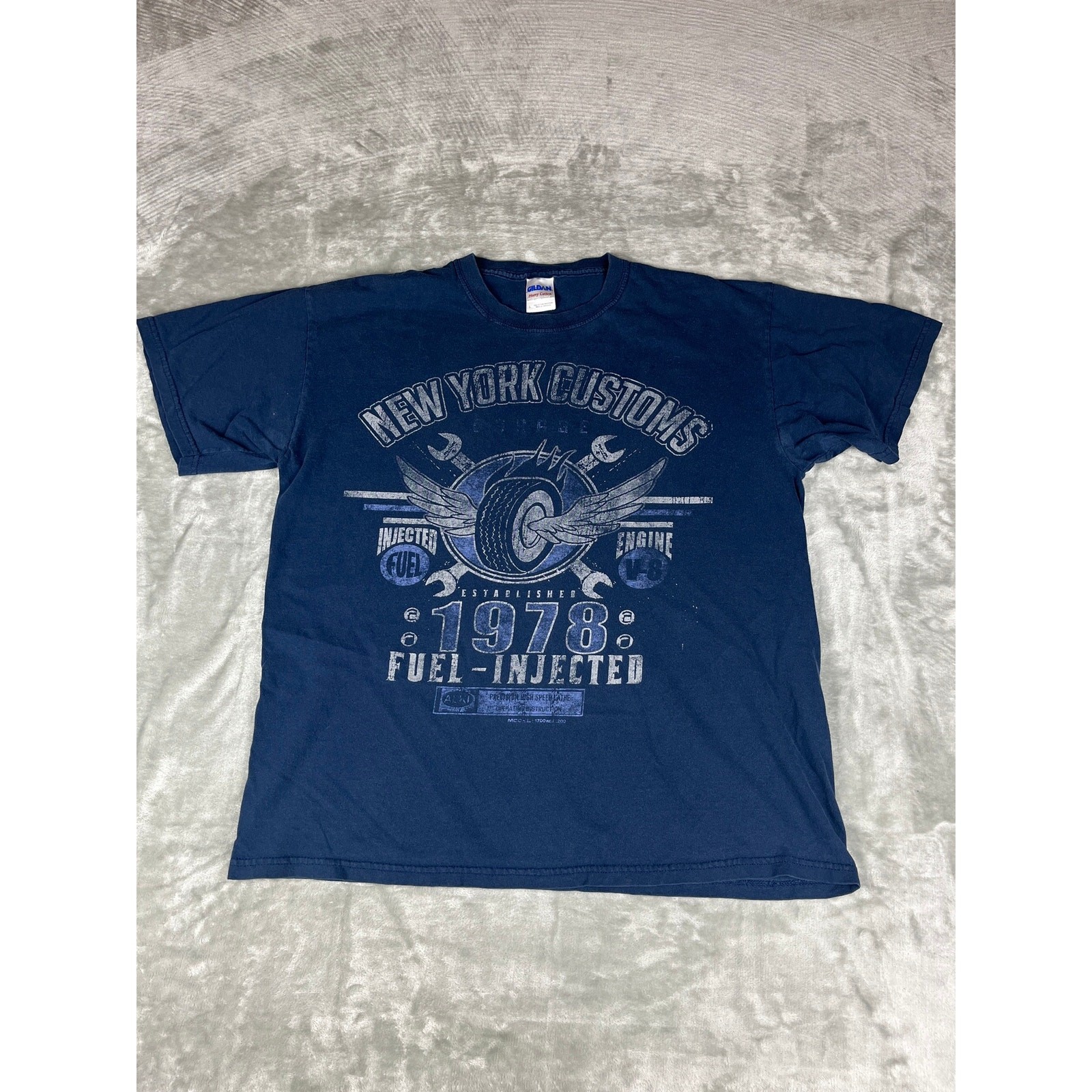 New York Customs 1978 Fuel Injected Engine Tee Navy