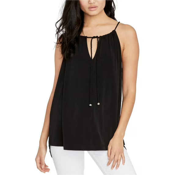 Black sleeveless open back split swing shirt Size Small Summer Rn 145548