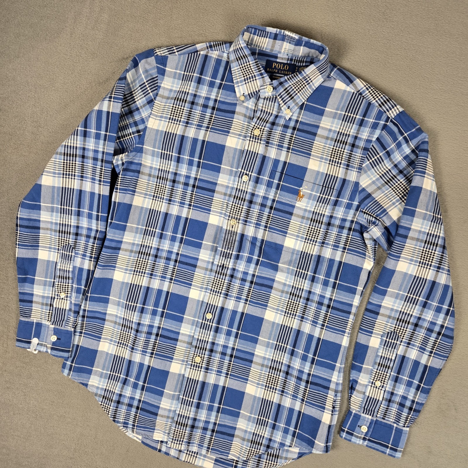 Polo Ralph Lauren Shirt Mens Small Classic Fit Plaid OxfordButton Down NWOT
