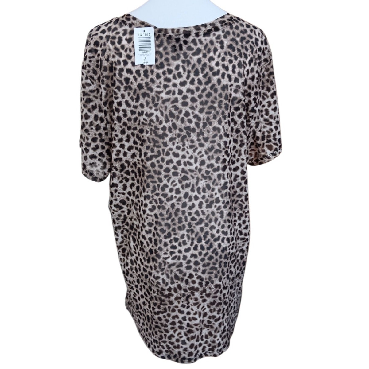 NEW TORRID 3 Leopard Mesh Tee Plus Size 3X Sheer Top Blouse Layer Sexy Cheetah
