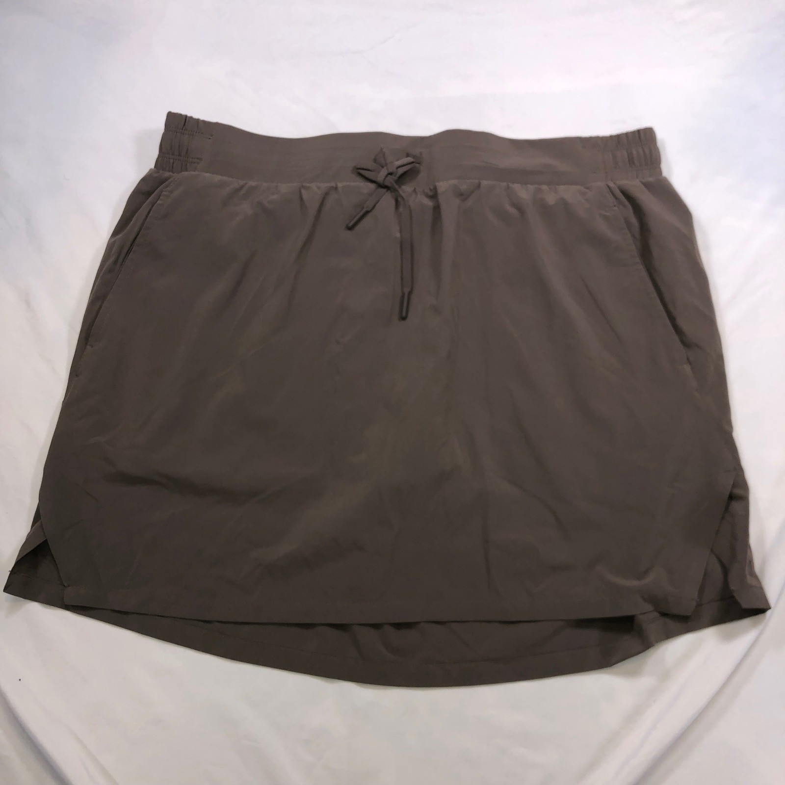 All in Motion Brown Athletic Skort Large Elastic Waist Drawstring Pockets
