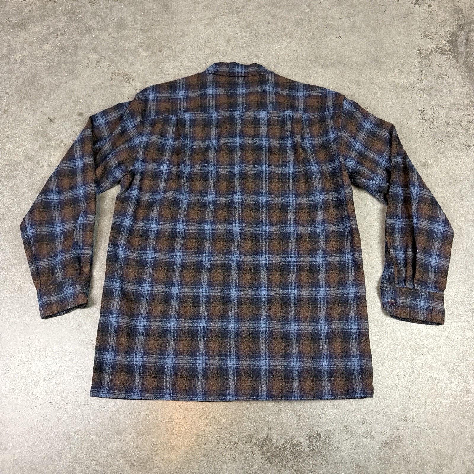 Pendleton Flannel Shirt Mens Medium Blue Board Shirt Wool USA Preowned