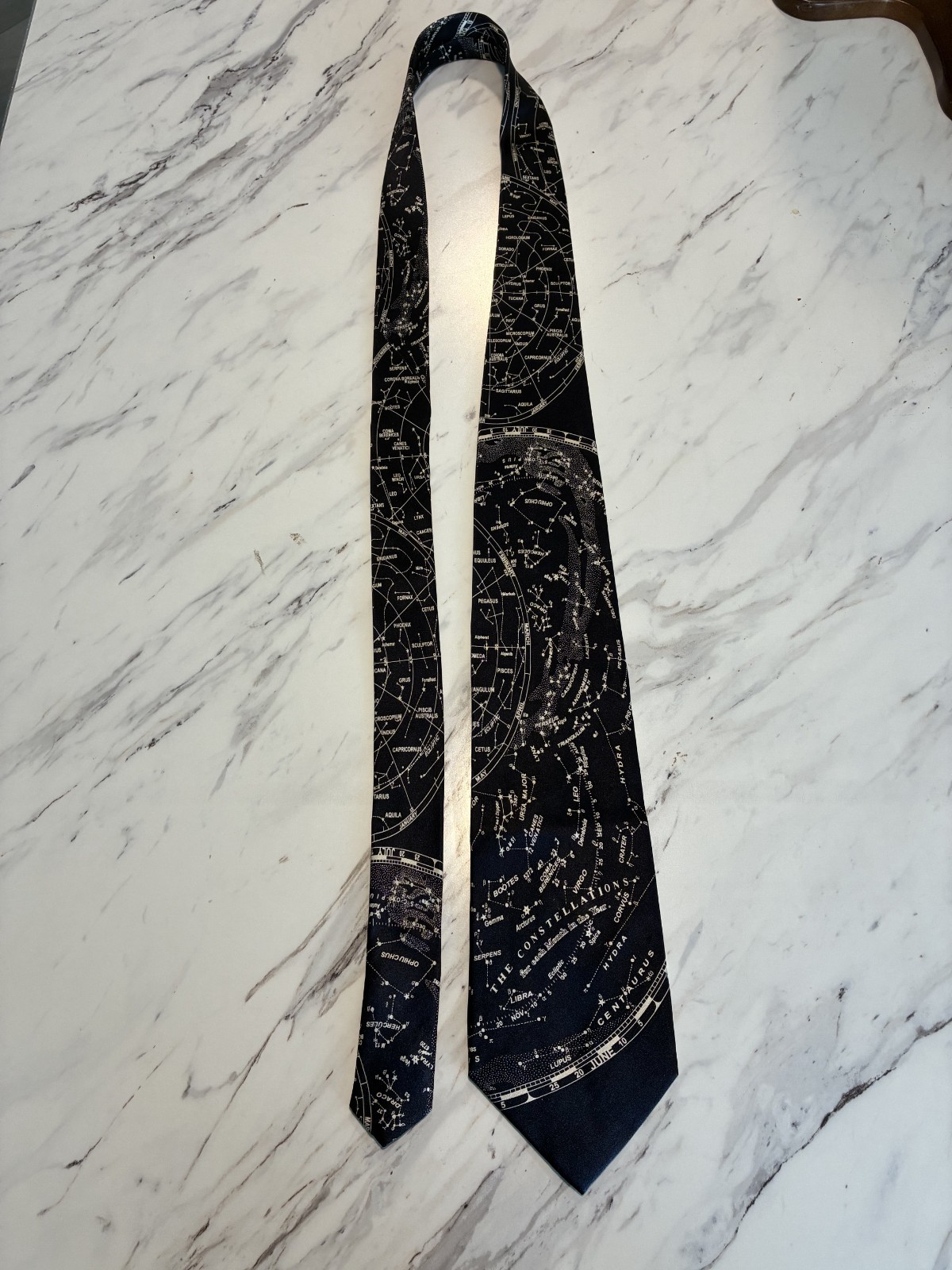 Vintage Men’s Neck Tie Museum Artifacts Stars Constellations Map Space Necktie