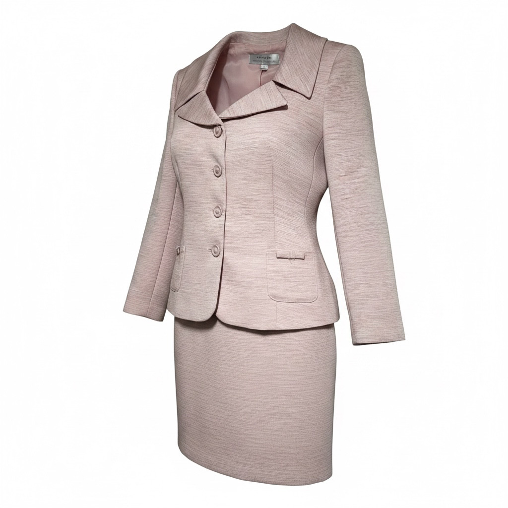 Tahari Arthur S. Levine Women’s Two-Piece Dusty Pink Tweed Skirt Suit
