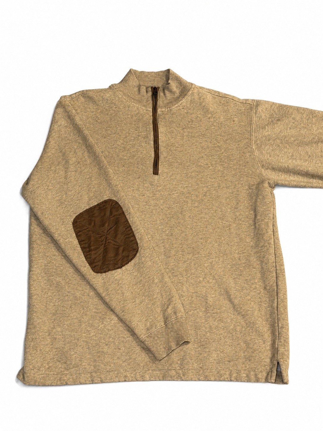Woolrich Men’s Beige 1/4 Zip Mock Neck Knit Pullover Sweater Solid M