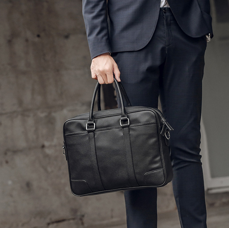 New Fashion Men Business Briefcase Soft Leather Handbag Laptop Shoulder Bag AU