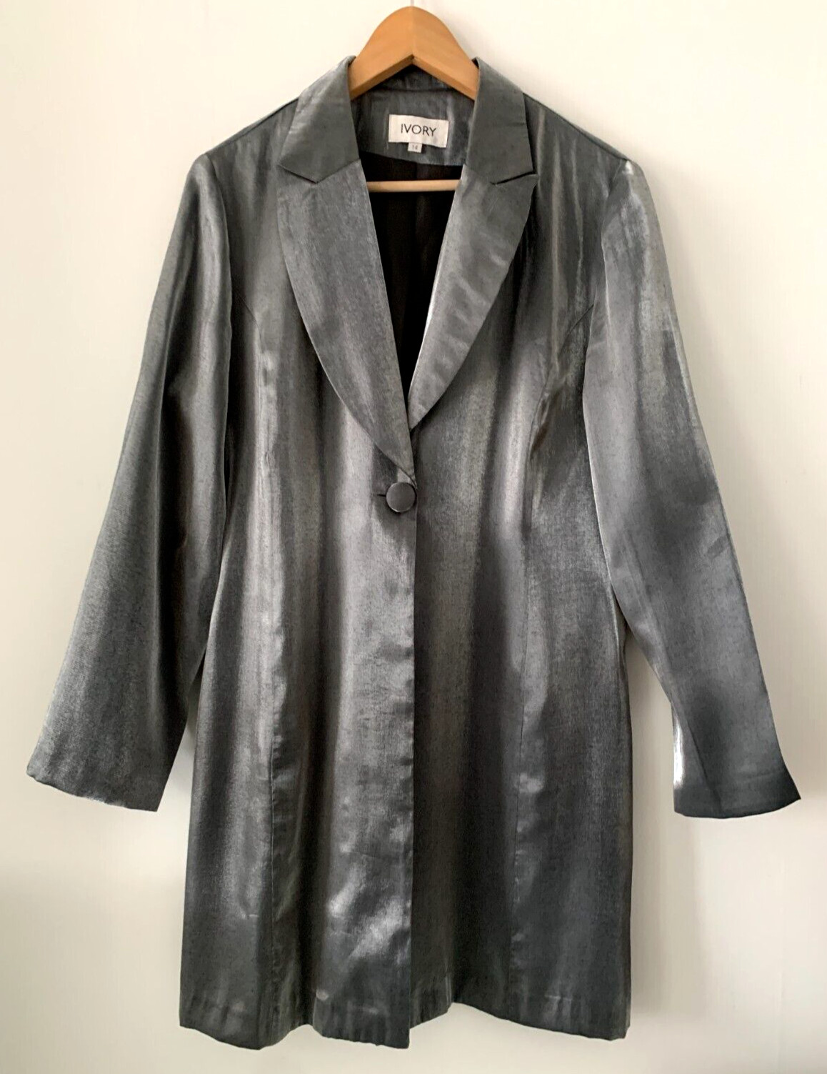 Ivory London Grey Metallic Look -Lightweight Fabric Stylish Jacket Size 14