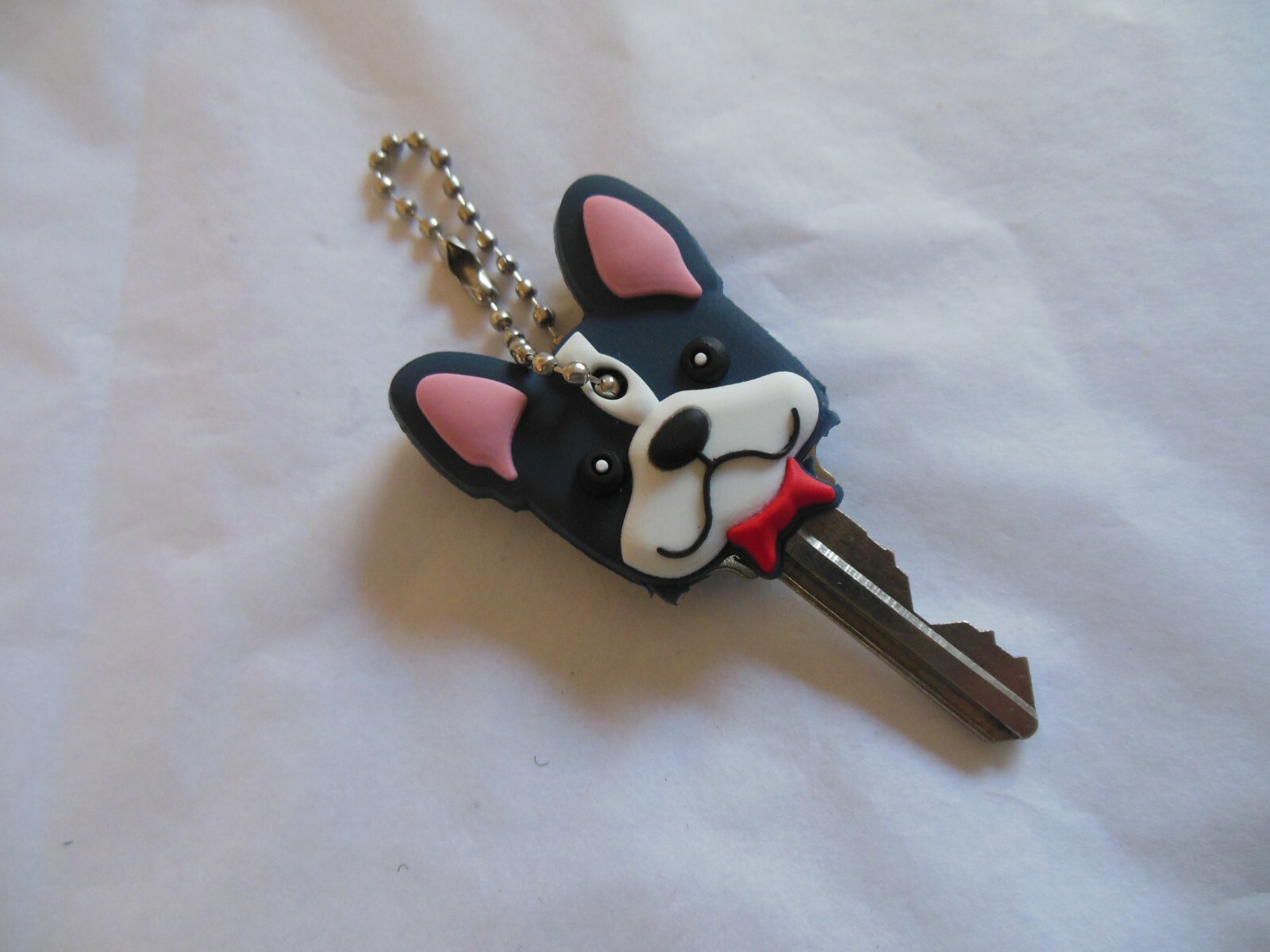 Gray Puppy ** Key Cover 3-D keychain *{ soft silicone } ** Free Shipping