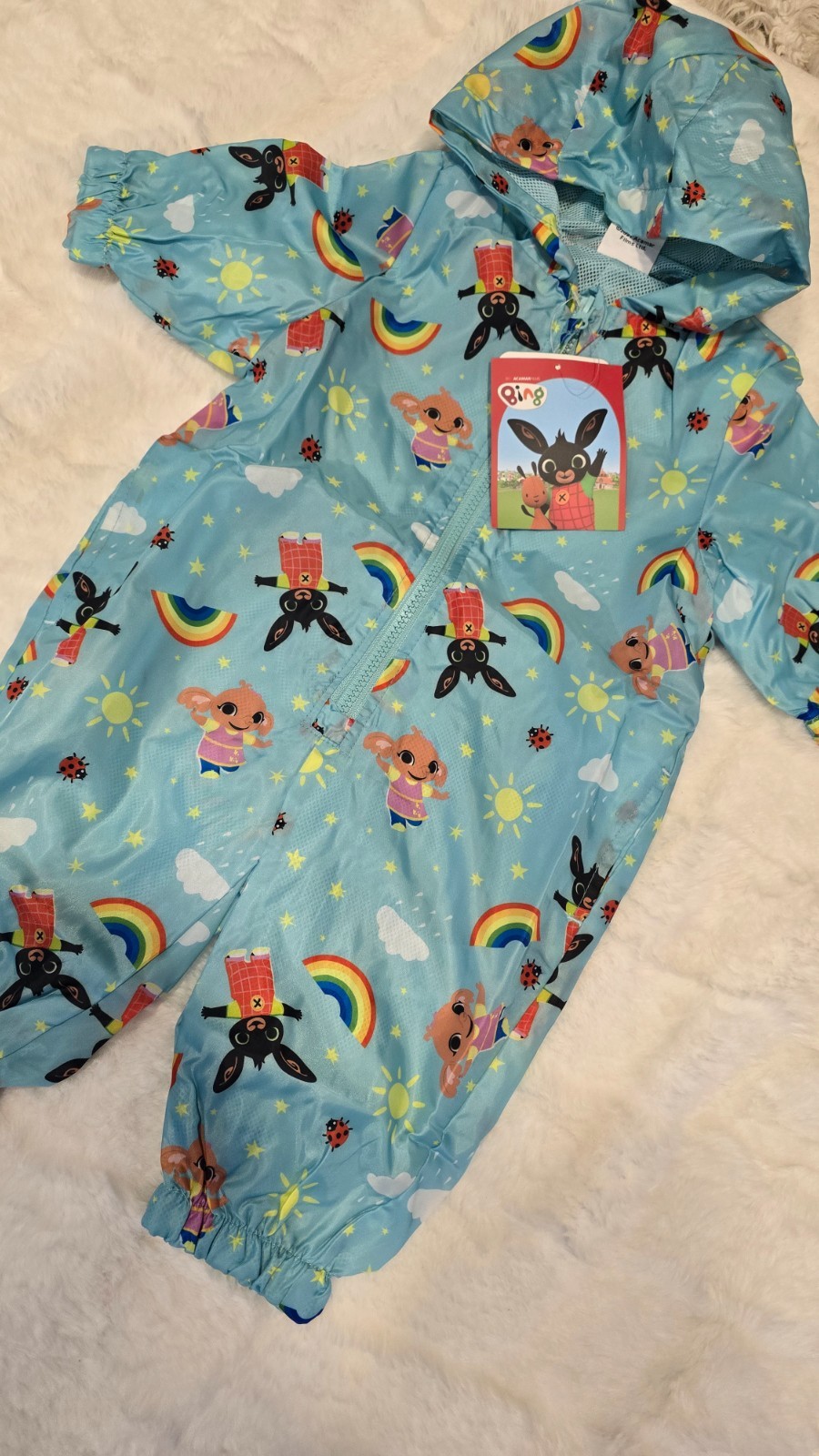 Bing bunny rainbow AOP rain all in Puddle Suit 6-9-12-18 Months 1-2-3-4 years