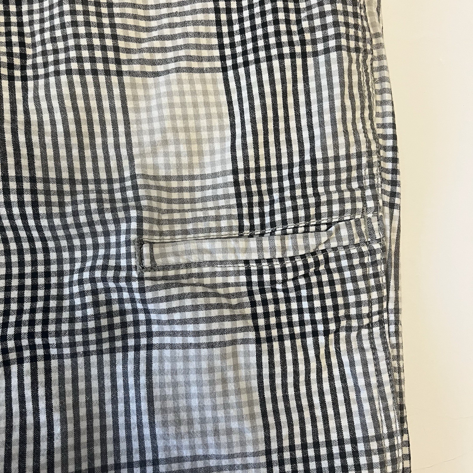 Men’s Vintage OP Ocean Pacific Shorts White Black Gray Pockets Size 34