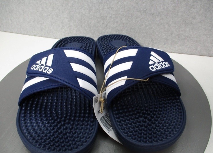 Adidas Adissage Slides Sport Blue White Sandals Mens Sz 12 Womens Sz 13