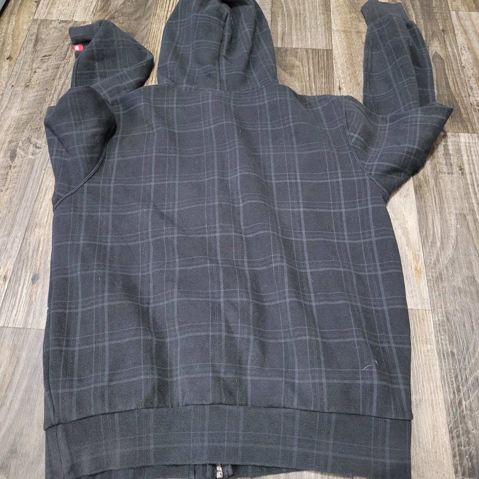 Element Skateboards Full Zip Hoodie Mens Small Plaid Gray Pockets Logo