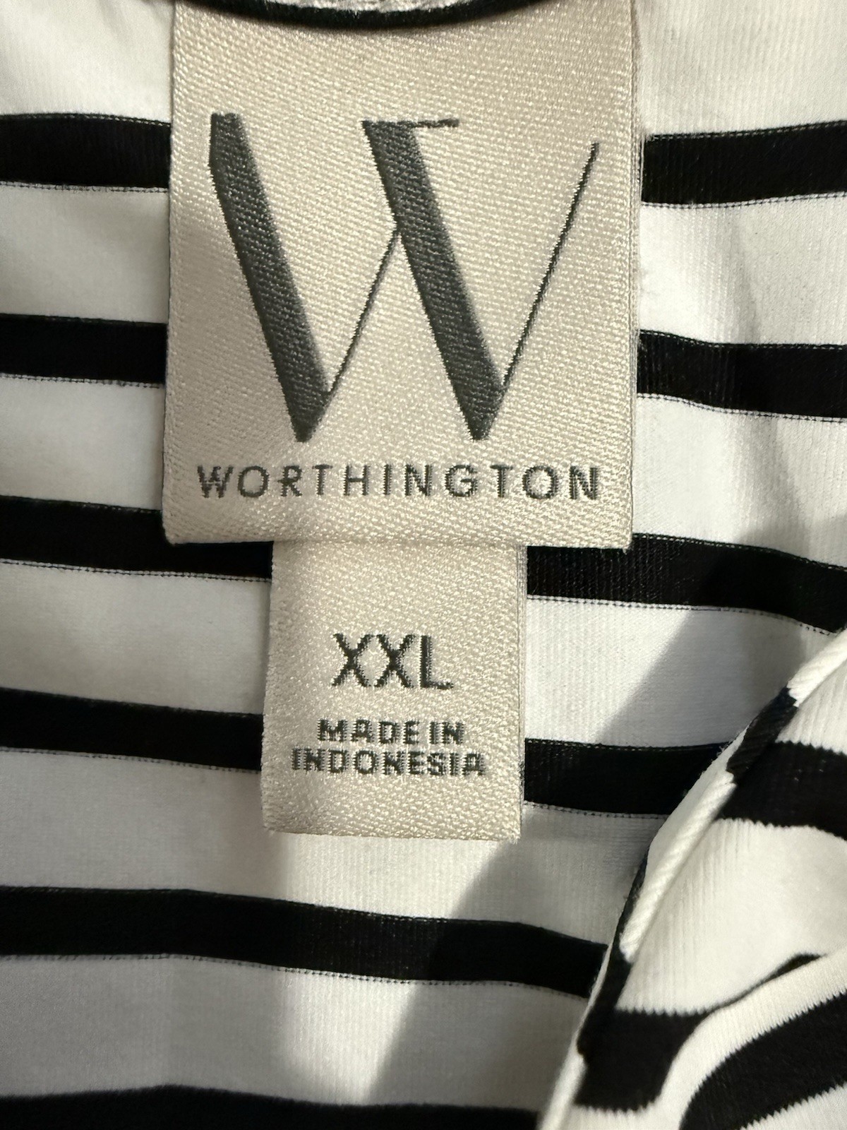 Worthington Black White Striped V-Neck Sleeveless Stretch Knit Tank Top XXL