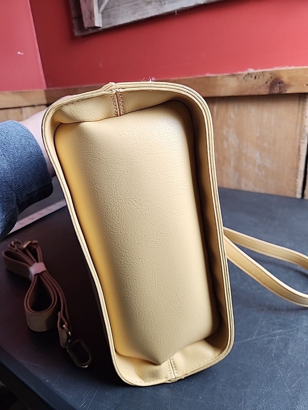 Pixie Mood Mag 10.25 x 11 Vegan Leather Crossbody Bag, Sand Color