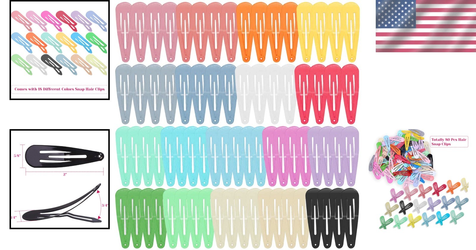 Charming 80-Piece Hair Clip Set – Assorted Colors, Ideal for Kids and Adults
