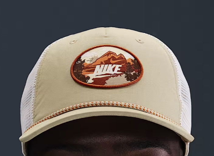 Nike Rise Cap Structured Outdoor Trucker Hat Desert Khaki Sz S M L HJ7133-253