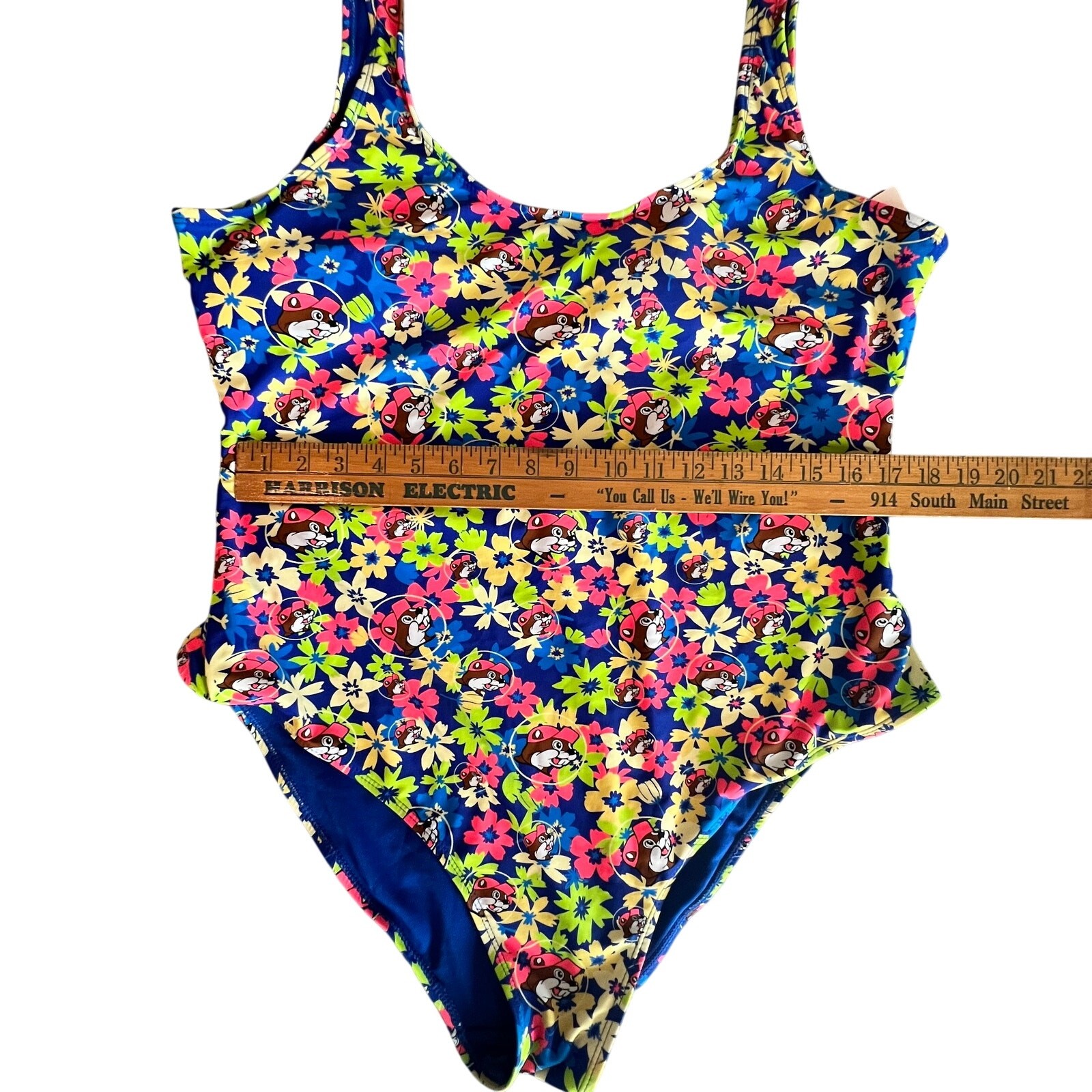 Buc-ee’s Womens One-Piece Swimsuit Size 2XLarge Blue Floral Tank Style