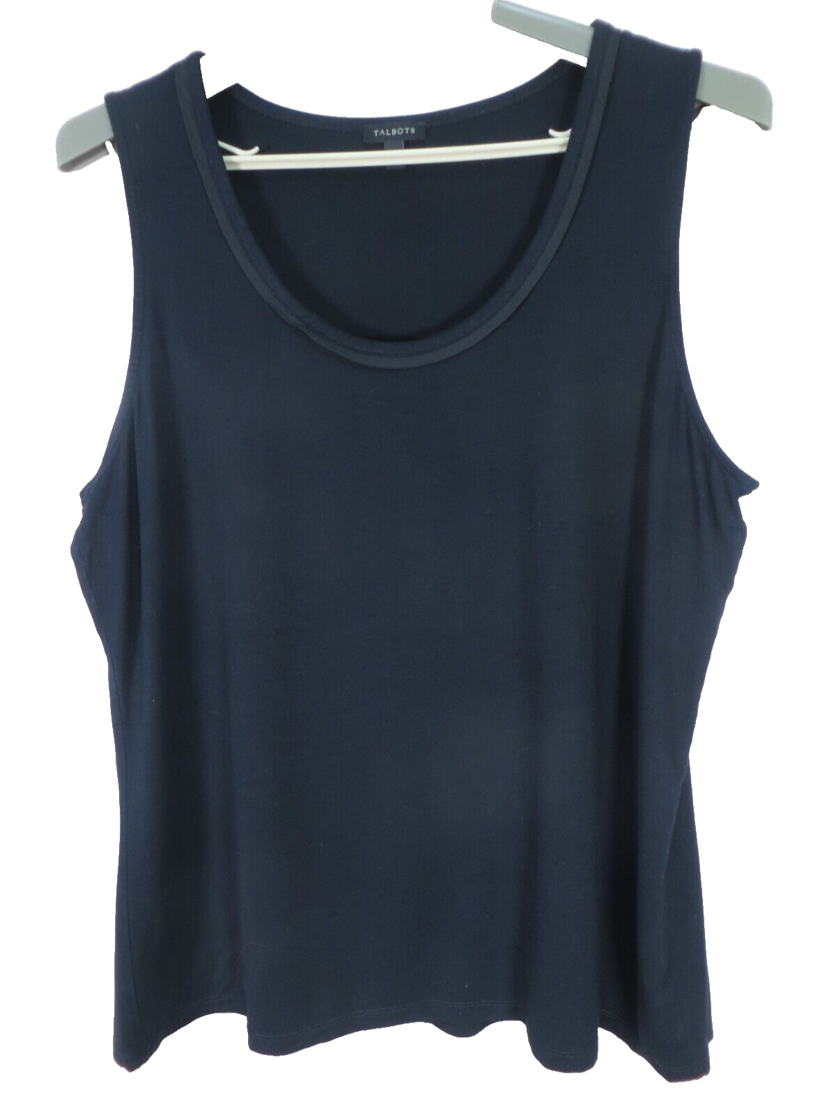 TALBOTS Women Slightly Heavy Stretch Comfy Rayon Blend Tank Top Solid Black XL