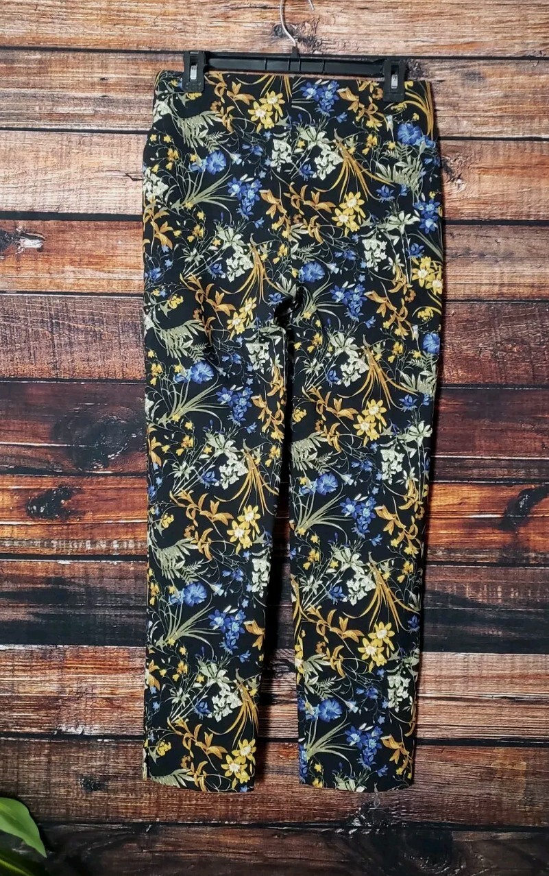 Counterparts Pants Size Small Elastic Waist Ankle Rayon Blend Floral