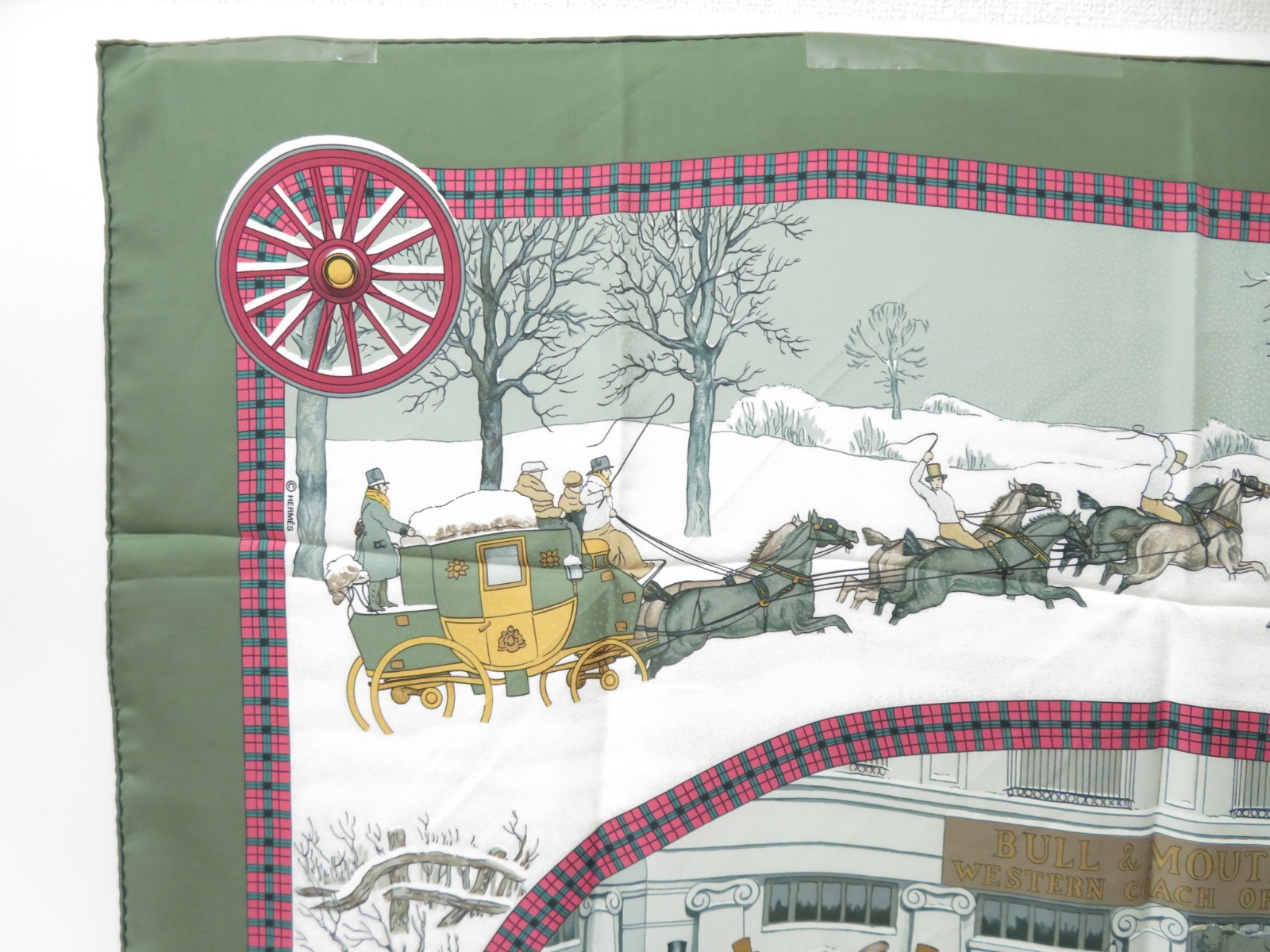 Authentic HERMES Silk Scarf Carre 90 “L’Hiver en Poste” F#53197
