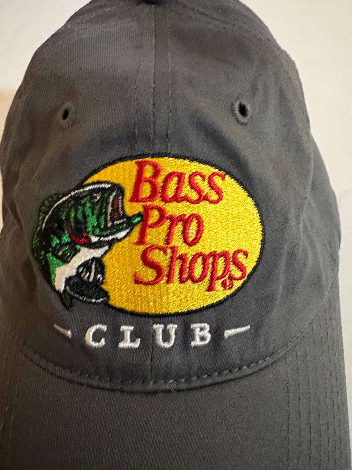 Bass Pro Shops Club Strapback Hat Cap Gray Embroidered Logo Outdoor Fishing