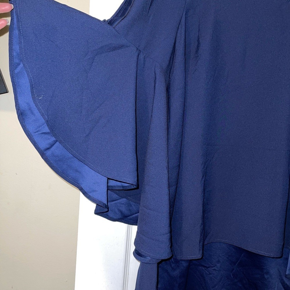 Roaman’s Navy Blue Bell Sleeve Blouse Tie Back Tunic Plus Size 18/20 NWT