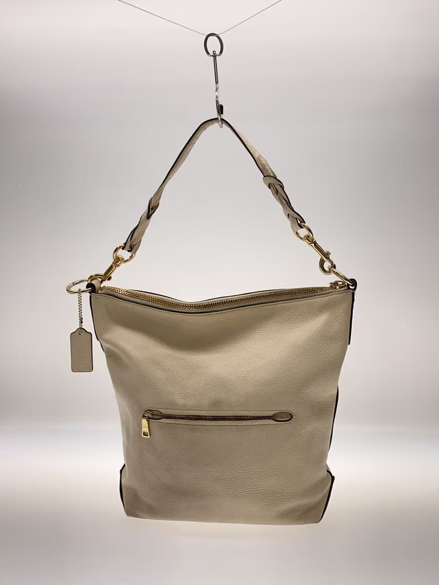 COACH Coach Shoulder Bag Leather CRM Plain F31507