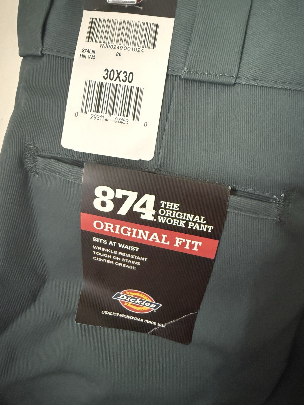 Dickies 874 Original Fit Men’s Work Pants Green 30×30 Twill Cotton Blend
