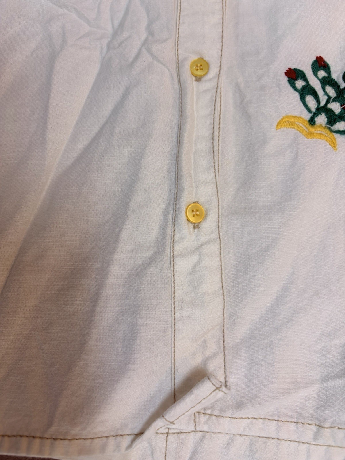 Amina Mexico Embroidered Short Sleeve Shirt White Ethnic Folk Cotton Japan