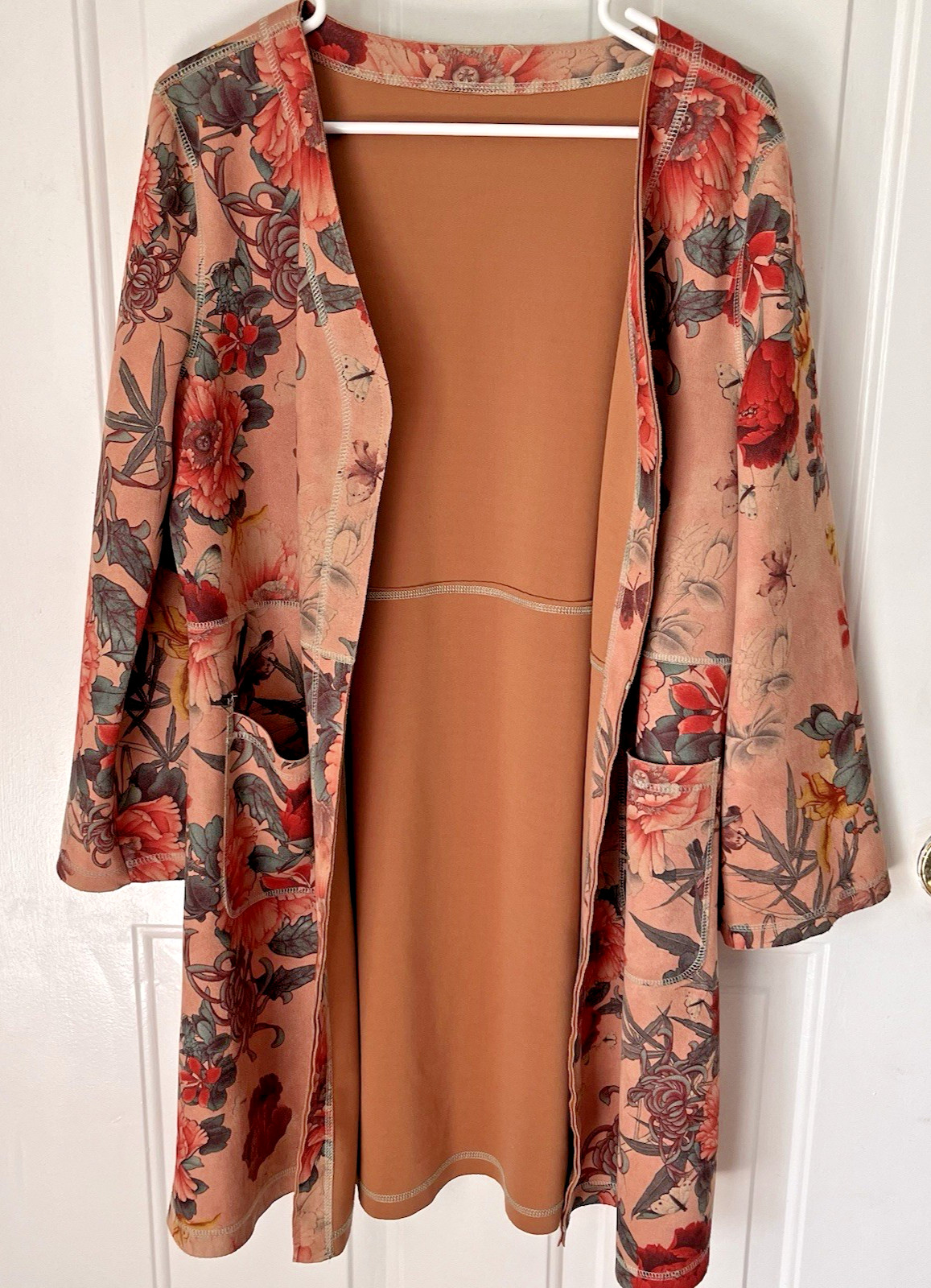 Solitaire Anthropologie Jacket Women’s S/M Faux Suede Floral Open Cardigan S