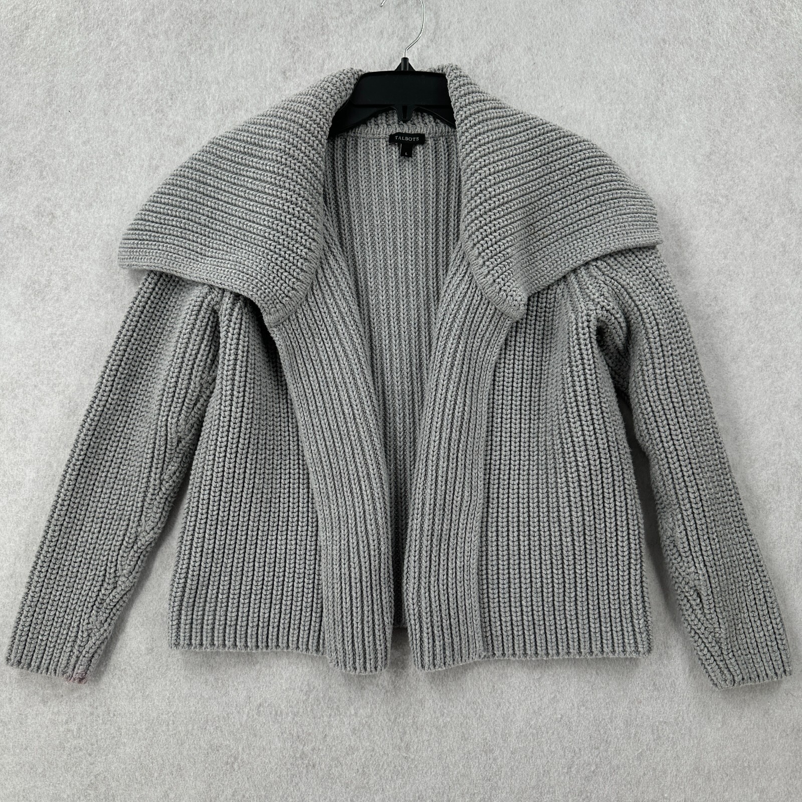 Talbots All Cotton Chunky Knit Open Cardigan LARGE All Seasons Comfy Soft