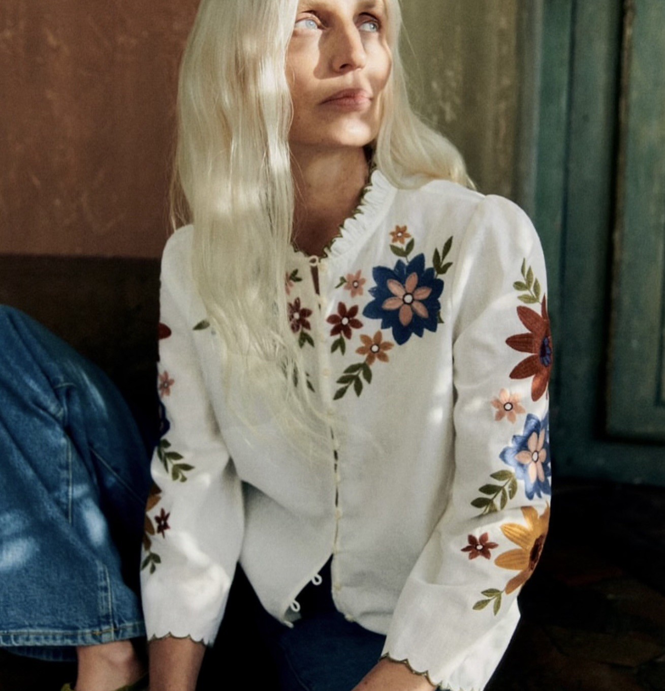 Sezane Sharleen Blouse Top Shirt In Gardenia Print Size 36 EU 4 US