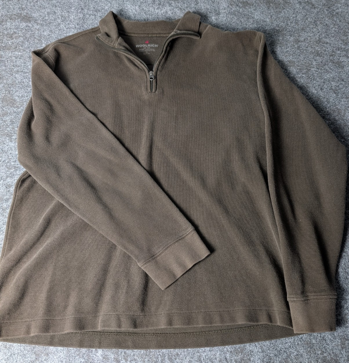 Woolrich 3X Dry Brown Textured Men’s Large Pullover Zip Close Long Sleeve Shirt