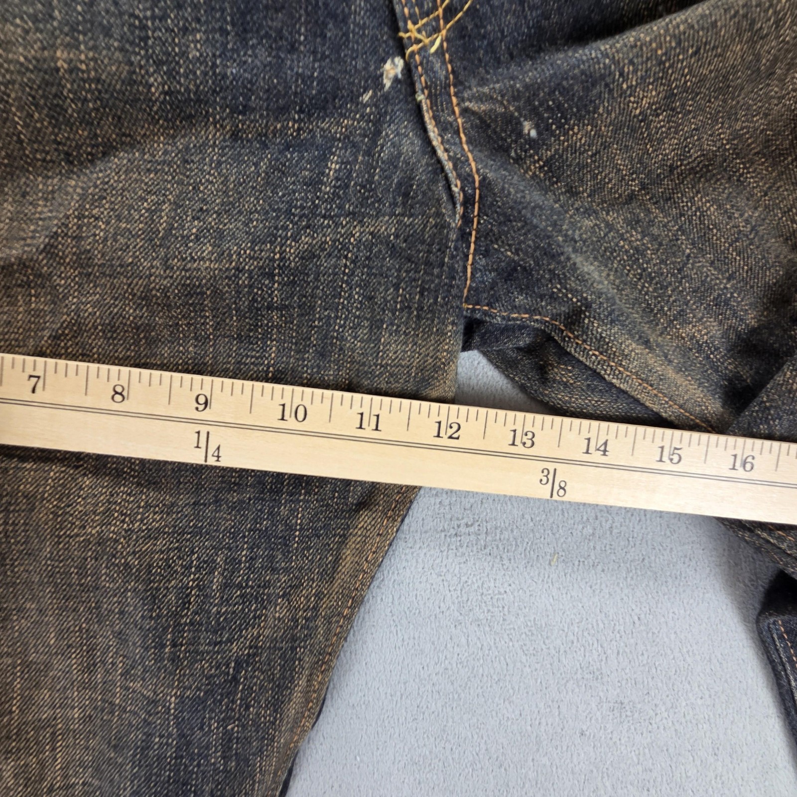 Edwin Jeans Mens Blue Selvedge 505z Dirty Wash Whiskers Fits 30×28