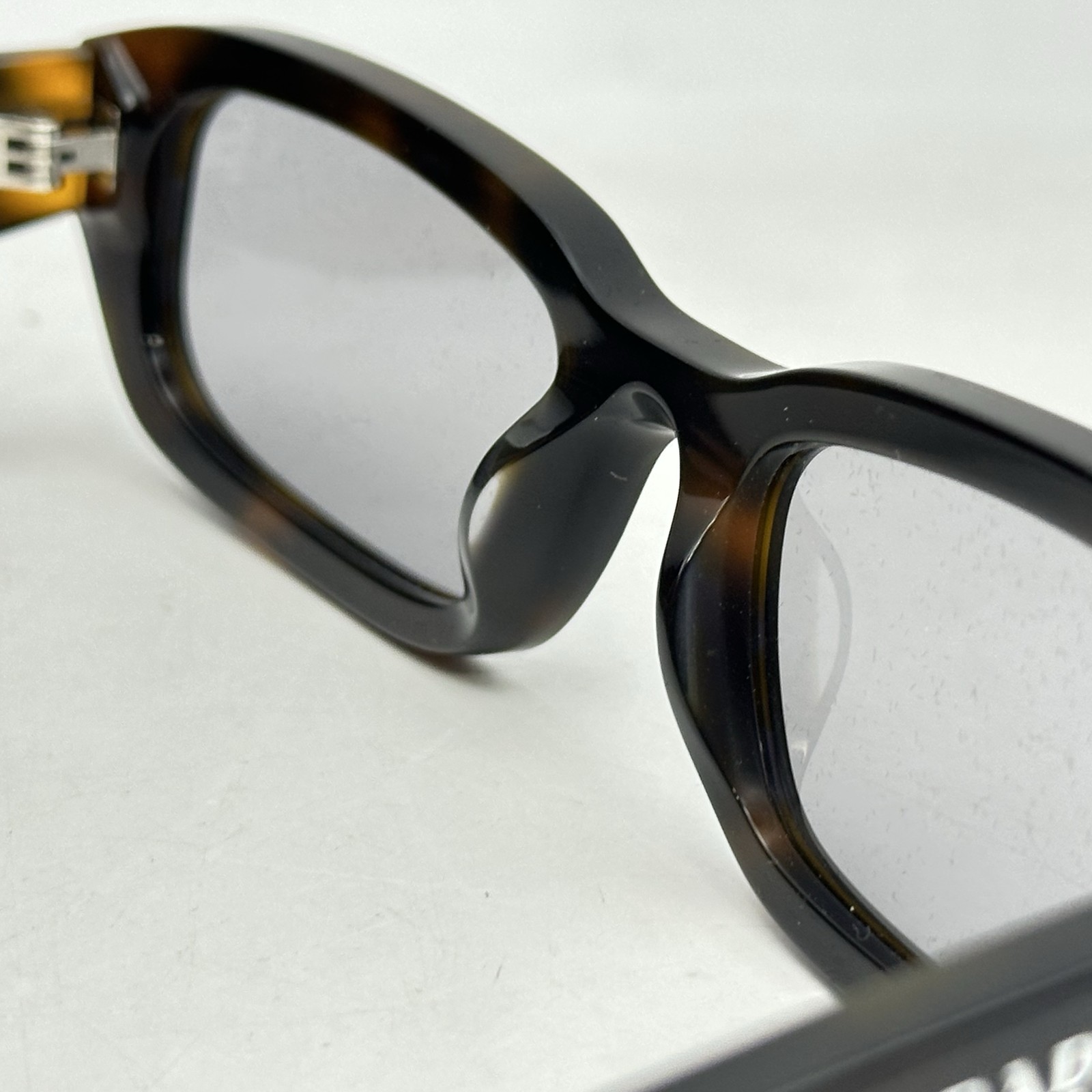 Prada Unisex Narrow Rectangle Thick Sunglasses SPRB06S Juniper Tortoise/Gray