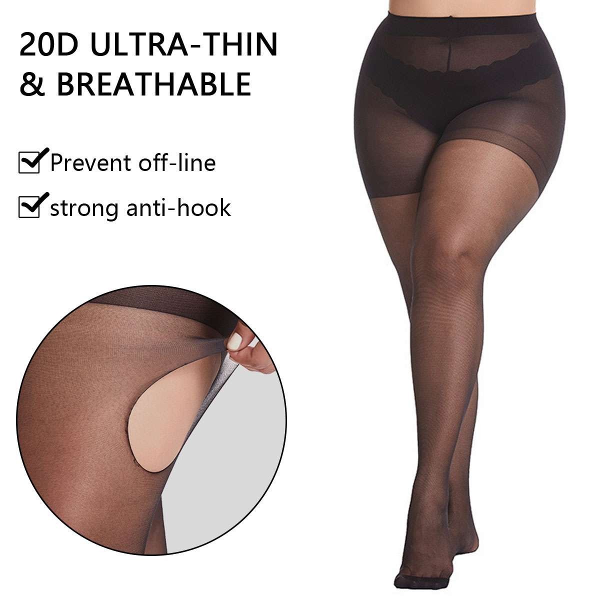 20D 40D Tights Super Elastic Pantyhose Plus Size 198lbs 220lbs Sheer Pantyhose