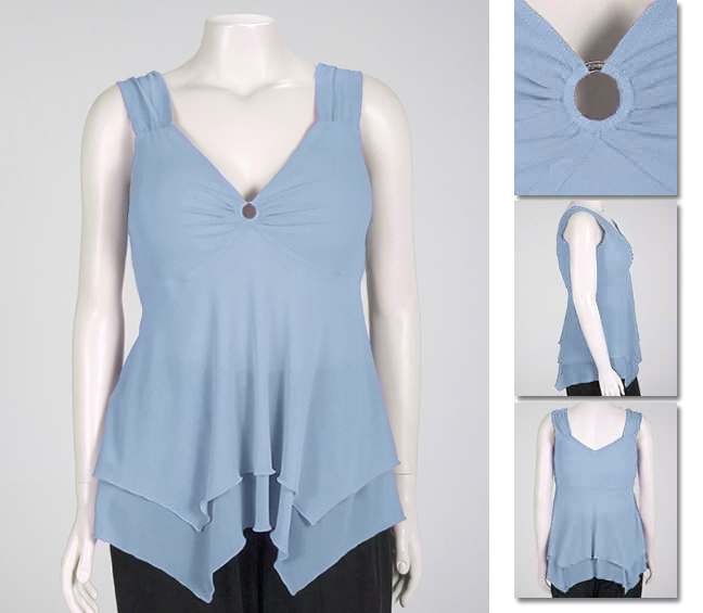 NEW! Zaftique SIREN TOP Mesh GREY BLUE 0Z 1Z 5Z / 14 16 32 / Large L XL 1X 5X
