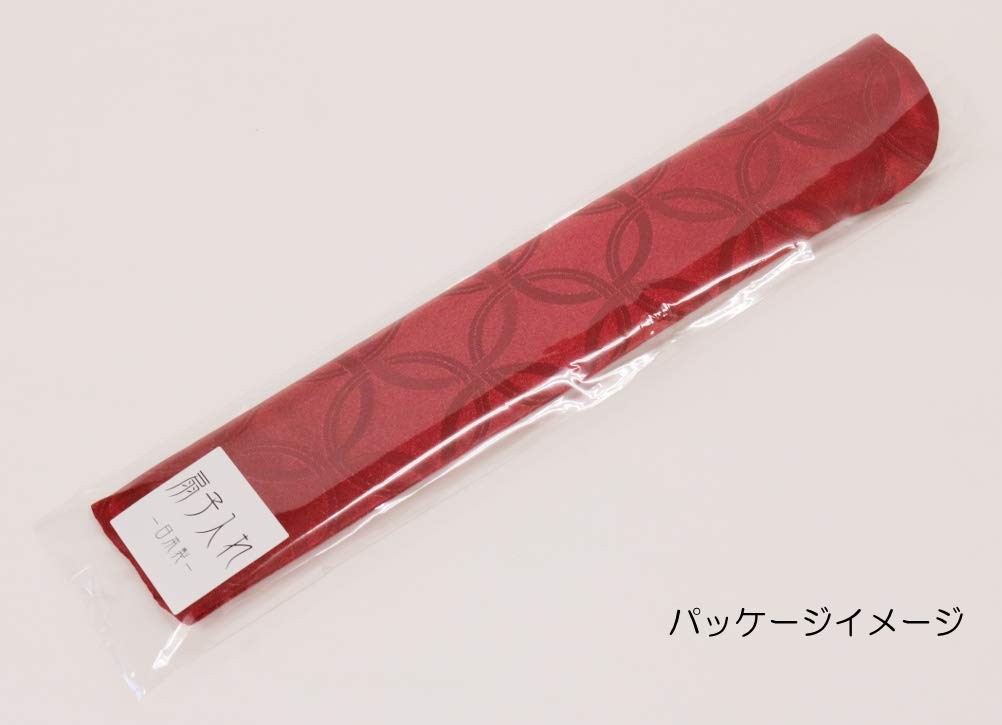 Made in Japan Folding Fan Case Pouch Jacquard Shippo Cloisonne Pattern Burgundy
