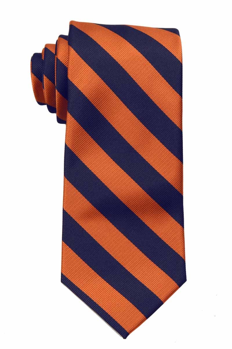 Orange and Navy Collegiate Striped Men’s Tie Necktie Schools Business Ties