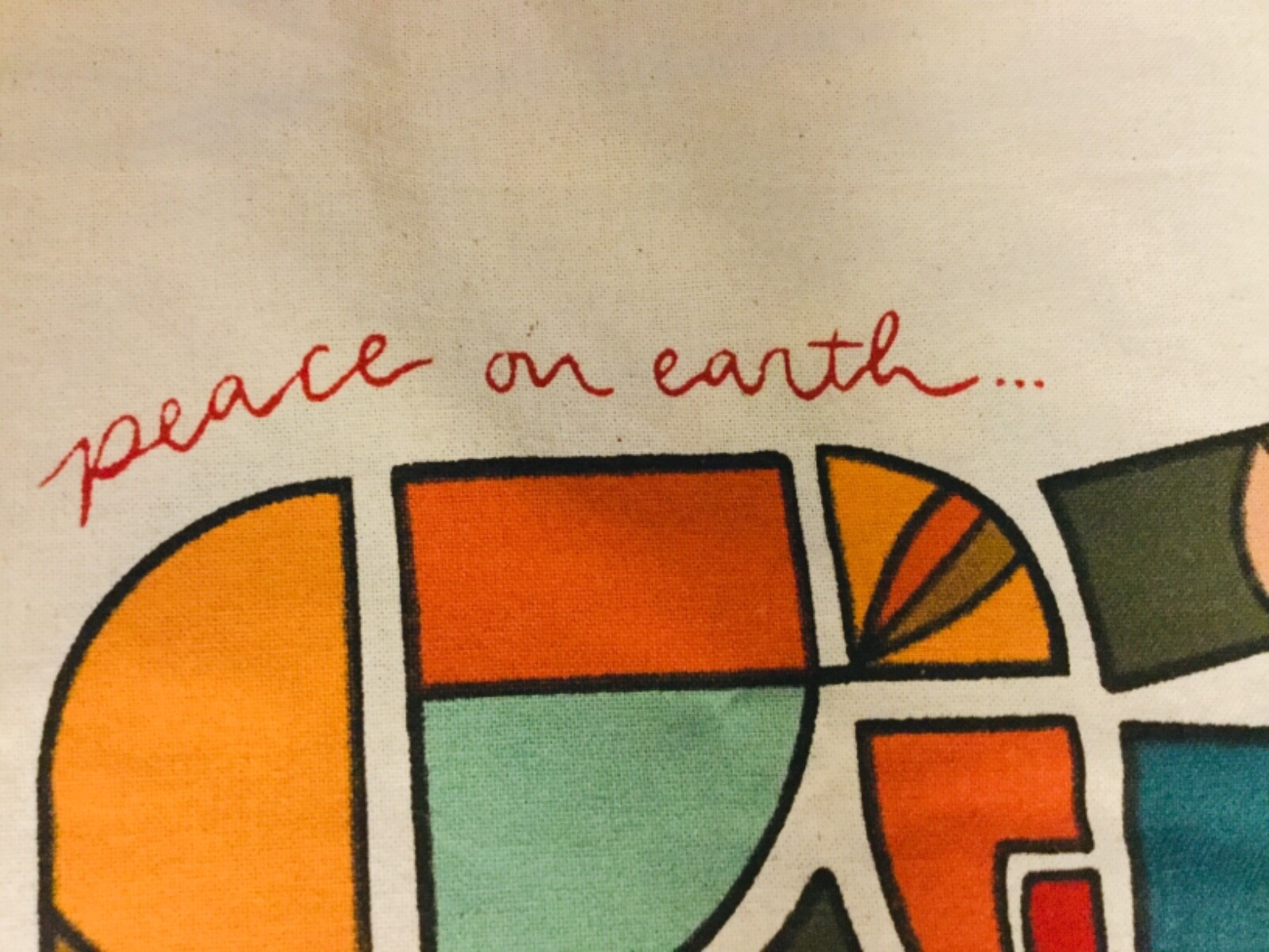 KALALOU Home Decor Tote BAG Decor Canvas Shopping NWOT Peace on Earth
