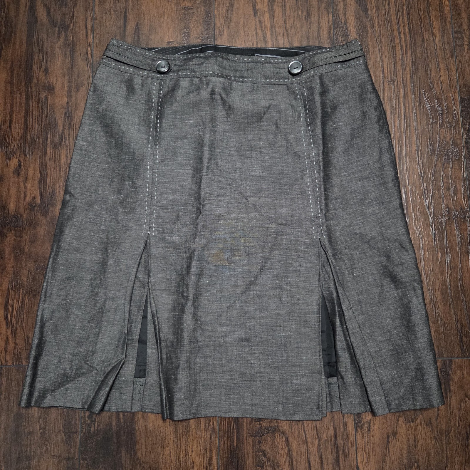 Willi Smith Y2K Gray Linen Blend Skirt Suit Set Size M