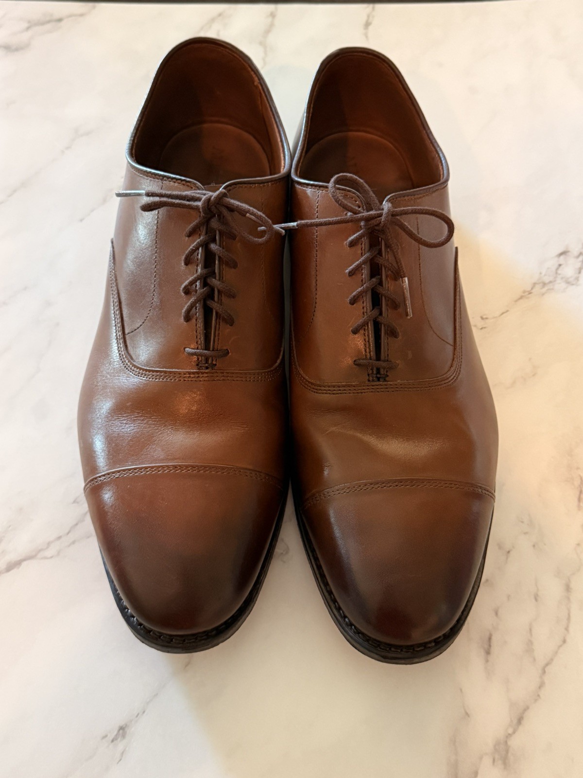 ALLEN EDMONDS Park Avenue Cap-Toe Oxfords 14 EEE Brown Leather Dress Shoes 2179